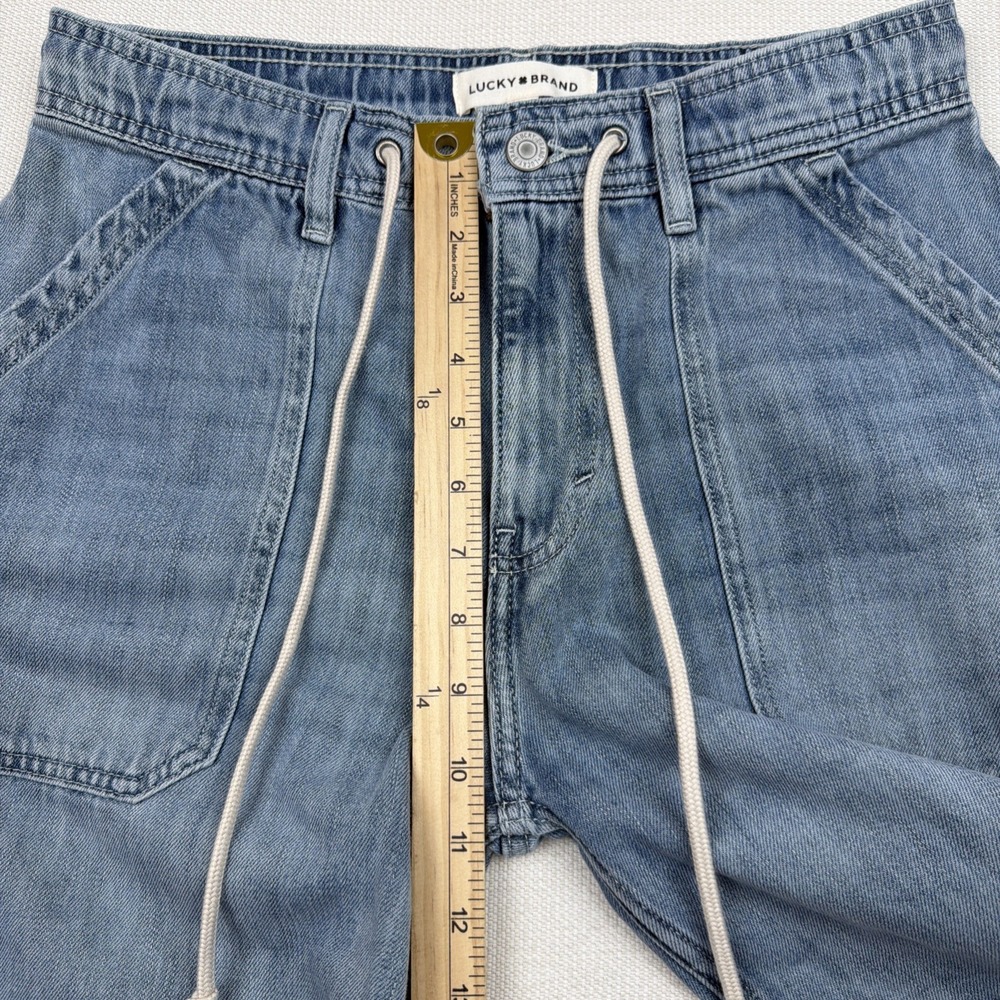Lucky Brand Wide Leg Mid-Rise Jeans Size S Light Wash Raw Hem NWOT Drawstring - Picture 6 of 13